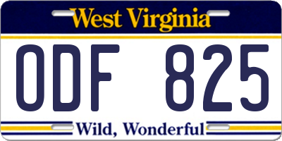 WV license plate ODF825