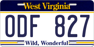 WV license plate ODF827
