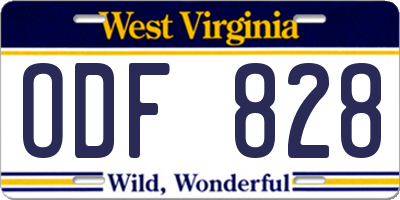 WV license plate ODF828