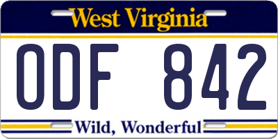 WV license plate ODF842