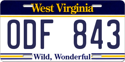 WV license plate ODF843