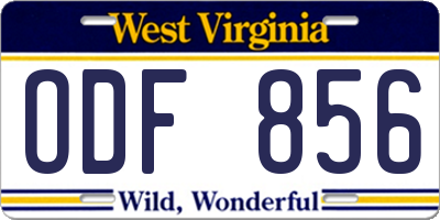 WV license plate ODF856