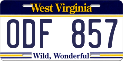 WV license plate ODF857