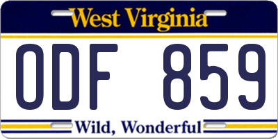 WV license plate ODF859