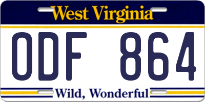 WV license plate ODF864