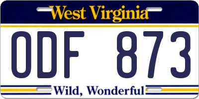 WV license plate ODF873