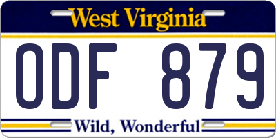 WV license plate ODF879