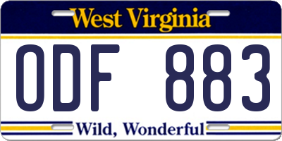 WV license plate ODF883