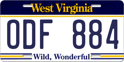 WV license plate ODF884