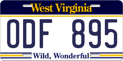 WV license plate ODF895