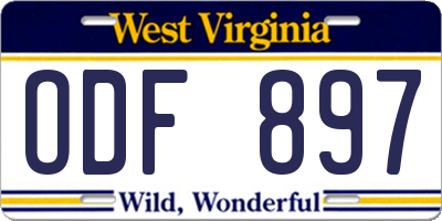 WV license plate ODF897