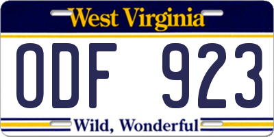 WV license plate ODF923