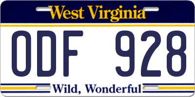 WV license plate ODF928