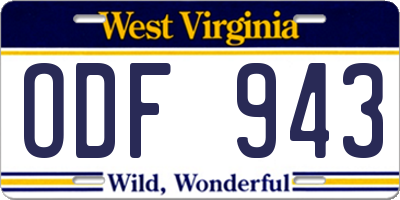 WV license plate ODF943