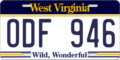 WV license plate ODF946