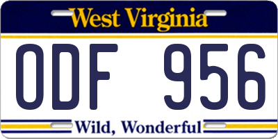 WV license plate ODF956