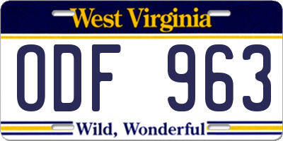 WV license plate ODF963