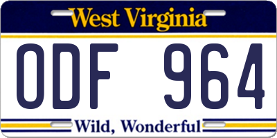 WV license plate ODF964