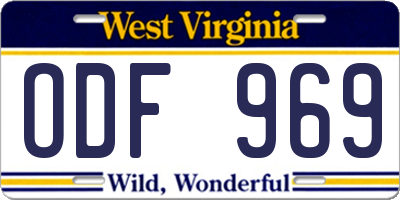 WV license plate ODF969
