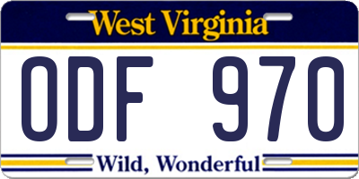 WV license plate ODF970
