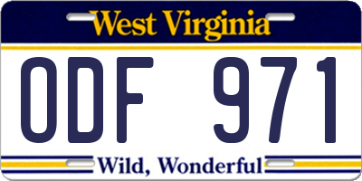 WV license plate ODF971
