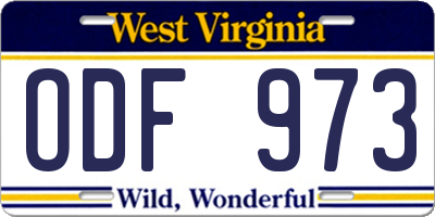 WV license plate ODF973