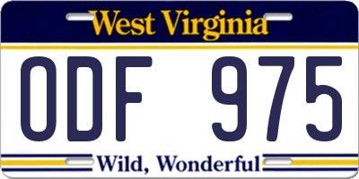WV license plate ODF975