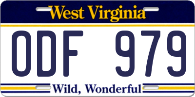WV license plate ODF979
