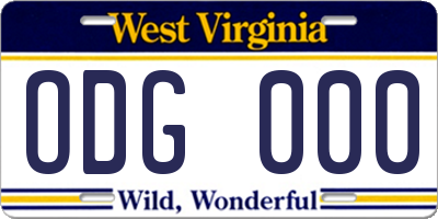WV license plate ODG000