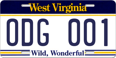 WV license plate ODG001