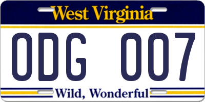 WV license plate ODG007