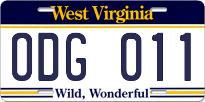 WV license plate ODG011
