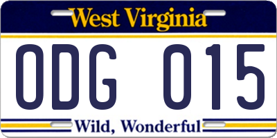 WV license plate ODG015