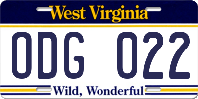 WV license plate ODG022