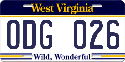 WV license plate ODG026