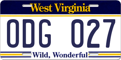 WV license plate ODG027