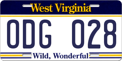 WV license plate ODG028