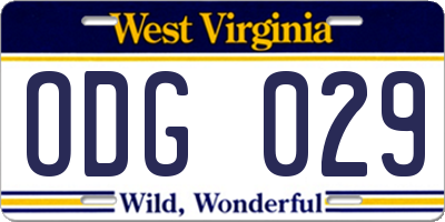 WV license plate ODG029