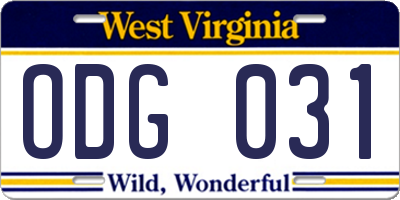 WV license plate ODG031