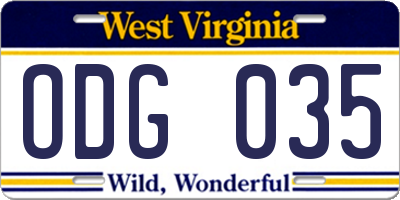 WV license plate ODG035