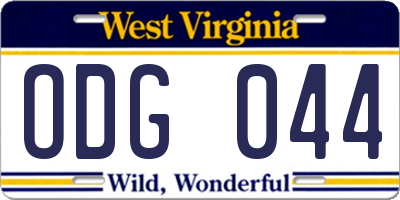 WV license plate ODG044