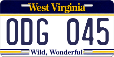 WV license plate ODG045