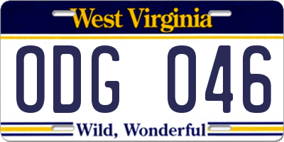 WV license plate ODG046