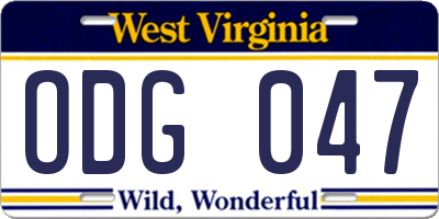 WV license plate ODG047