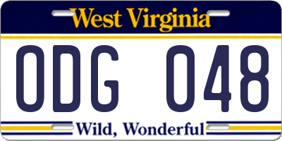 WV license plate ODG048