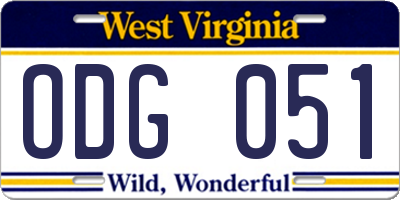 WV license plate ODG051