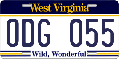 WV license plate ODG055
