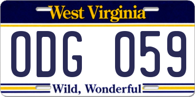 WV license plate ODG059