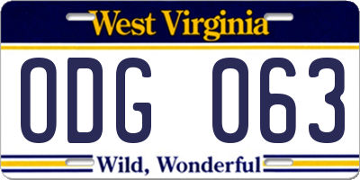 WV license plate ODG063