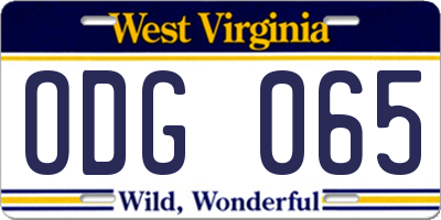 WV license plate ODG065